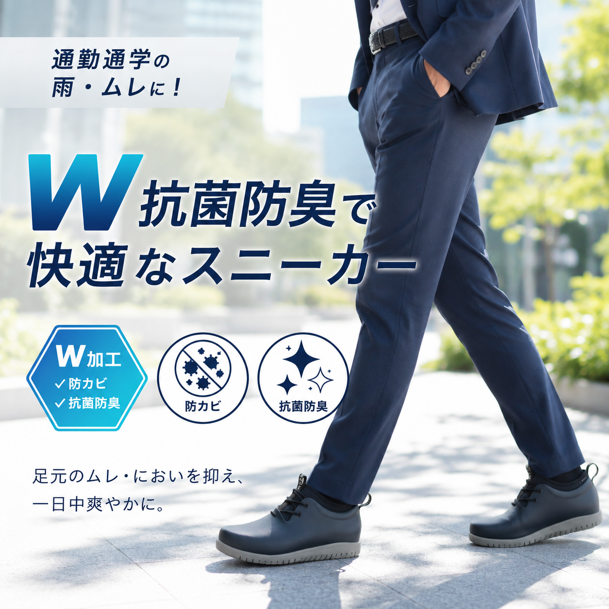 通勤通学の雨・ムレに！W抗菌防臭で快適なスニーカー【PANTO RIO/RIA】